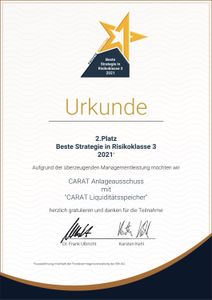 Urkunde Carat Liquiditätsspeicher 2021