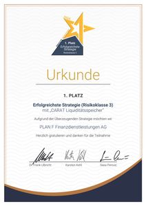 Auszeichnung erfolgreichste Strategie – 1. Platz
